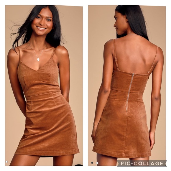 Lulus Dresses & Skirts - Lulus Savanah Rust Orange Corduroy Sleeveless Mini Dress Size Small